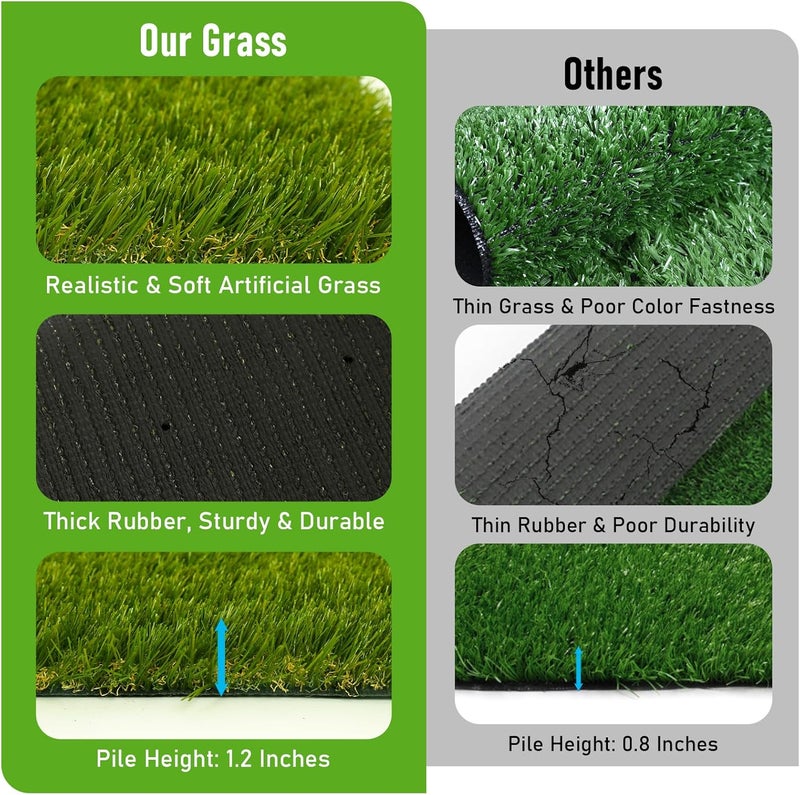 CooRug Artificial Grass Outdoor, 4x6 Ft Realistic Artificial Turf Grass Rug, Large Fake Grass for Dogs Indoor Outdoor Garden Lawn Landscape Patios Decoration - Image 3